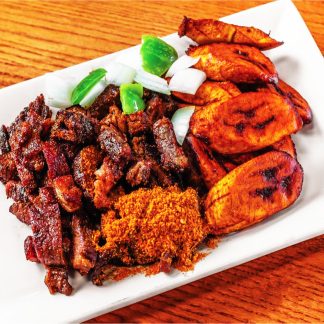 Suya-Spiced Grilled Meat with Fried Plantains