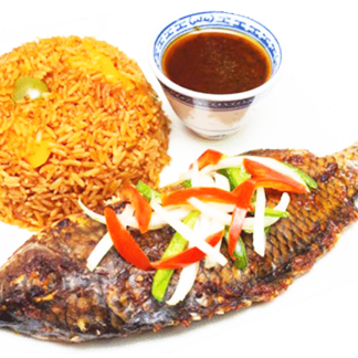 grilled tilapia & jollof rice