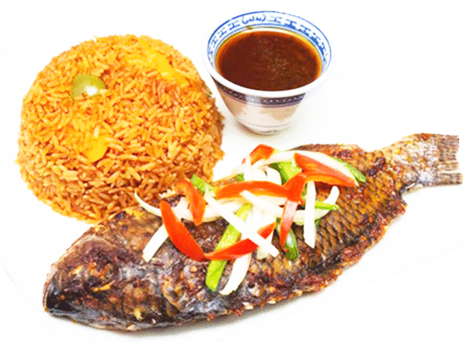 grilled tilapia & jollof rice grilled tilapia & jollof rice